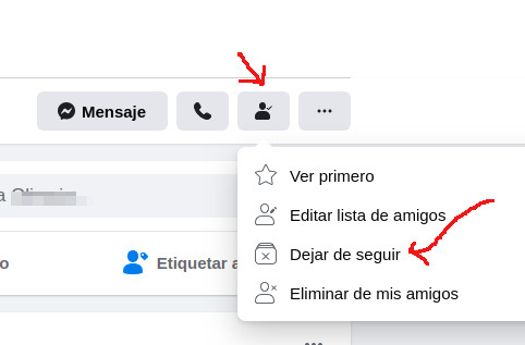 dejar de seguir amigo en facebook