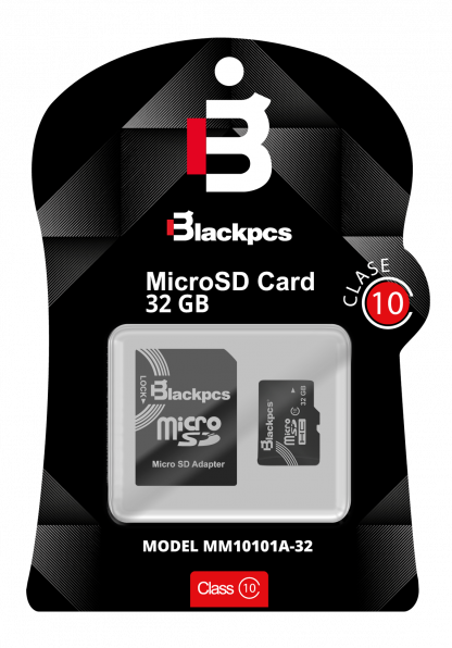 Memoria MicroSD Blackpcs de 32GB Clase10 con adaptador