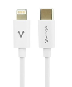 CABLE VORAGO CAB-125 TIPO C - LIGHTNING 20W CARGA RÁPIDA 1 METRO BLANCO